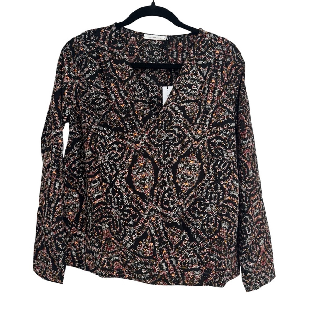Three Eighty Two Women’s Long Sleeve Bohemian V-Neck Blouse Sz S NWT